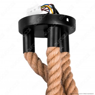 LED Line Lampadario in Corda con Portalampada per 3 Lampadine E27 - mod. 249891