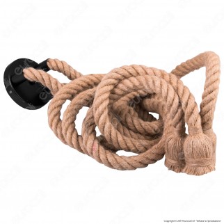 LED Line Lampadario in Corda con Portalampada per 3 Lampadine E27 - mod. 249891