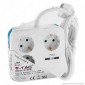 V-Tac VT-1153-2 Multipresa Salvaspazio 3 Posti e 2 Prese USB Colore Bianco - SKU 8799