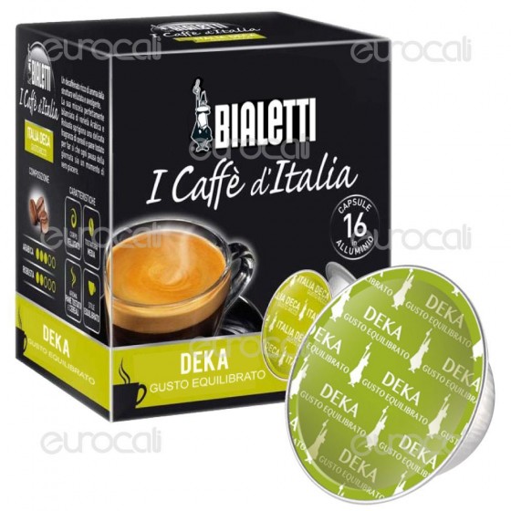 16 Capsule Caffè Bialetti Italia Deca Gusto Ricco Decaffeinato Cialde Originali Bialetti