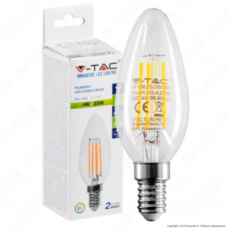 V-Tac VT-1986 Lampadina LED E14 4W Candela Filamento - SKU 4301 /