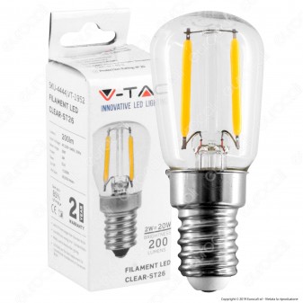 V-Tac VT-1952 Lampadina LED E14 2W Bulb ST26 Filamento - SKU 4444 / 4445 / 4446