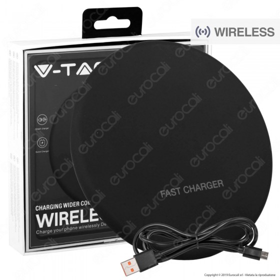 V-Tac VT-1210 Caricatore Wireless Compatibile con Ricarica QI Output 10W Colore Nero - SKU 7708 V-Tac VT-1210 Caricatore Wireless Compatibile con Ricarica QI Output 10W Colore Nero - SKU 7708