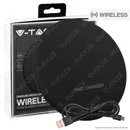 V-Tac VT-1210 Caricatore Wireless Compatibile con Ricarica QI Output 10W Colore Nero - SKU 7708