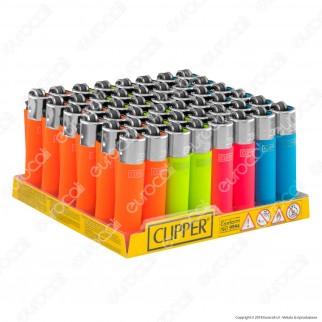 Clipper Micro Fantasia Soft Touch Fluo - Box da 48 Accendini 