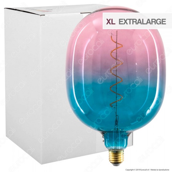 Daylight Lampadina E27 Filamento LED a Spirale 4W Tubolare XL con Vetro Blu e Rosa Dimmerabile - mod. 700260.00A Daylight Lampadina E27 Filamento LED a Spirale 4W Tubolare XL con Vetro Blu e Rosa Dimmerabile - mod. 700260.00A