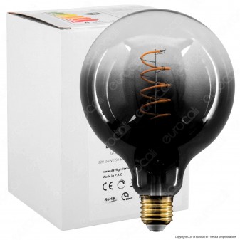 Daylight Lampadina E27 Filamento LED a Spirale 4W Globo G125 con Vetro Nero Sfumato Dimmerabile - mod. 700267.00A