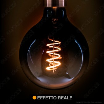 Daylight Lampadina E27 Filamento LED a Spirale 4W Globo G125 con Vetro Nero Sfumato Dimmerabile - mod. 700267.00A