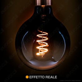 Daylight Lampadina E27 Filamento LED a Spirale 4W Globo G125 con Vetro Nero Sfumato Dimmerabile - mod. 700267.00A