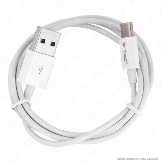 V-Tac VT-5322 Silver Series USB Data Cable Type-C Cavo Colore Bianco 1m - SKU 8486