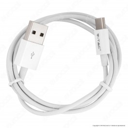 V-Tac VT-5322 Silver Series USB Data Cable Type-C Cavo Colore Bianco 1m - SKU 8486