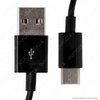 V-Tac VT-5322 Silver Series USB Data Cable Type-C Cavo Colore Nero 1m - SKU 8487