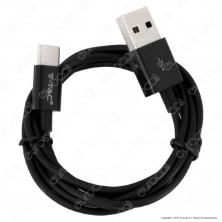 V-Tac VT-5322 Silver Series USB Data Cable Type-C Cavo Colore Nero 1m - SKU 8487