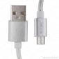 Immagine 2 - V-Tac VT-5331 Platinum Series USB Data Cable Micro USB Cavo in Corda Colore Argento 1m - SKU 8489