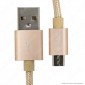 Immagine 2 - V-Tac VT-5331 Platinum Series USB Data Cable Micro USB Cavo in Corda Colore Oro 1m - SKU 8490