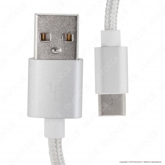 V-Tac VT-5334 Platinum Series USB Data Cable Type-C Cavo in Corda Colore Argento 1m - SKU 8492