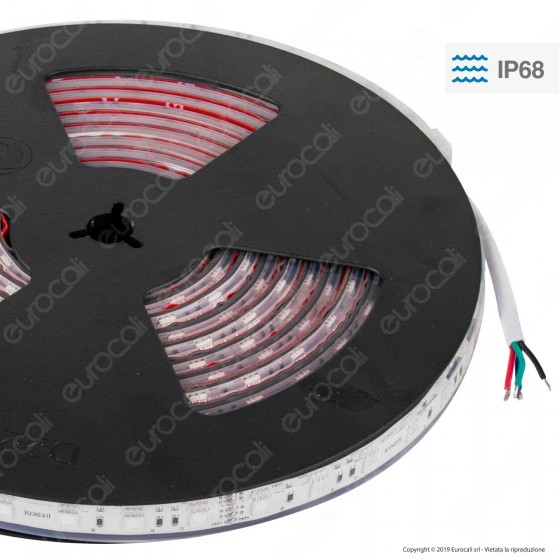 LEDCO Striscia LED RGB 120 LED/metro 24V Subacquea IP68 - Bobina da 5 metri LEDCO Striscia LED RGB 120 LED/metro 24V Subacquea IP68 - Bobina da 5 metri