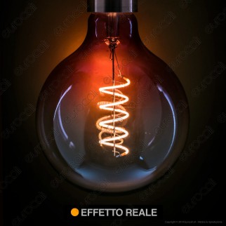 Daylight Lampadina E27 Filamento LED a Spirale 4W Globo G125 con Vetro Rosa Sfumato Dimmerabile - mod. 700268.00A