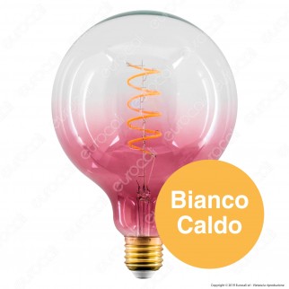 Daylight Lampadina E27 Filamento LED a Spirale 4W Globo G125 con Vetro Rosa Sfumato Dimmerabile - mod. 700268.00A