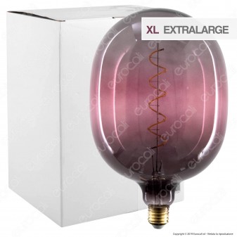 Daylight Lampadina E27 Filamento LED a Spirale 4W Tubolare XL con Vetro Grigio e Rosa Dimmerabile - mod. 700263.00A