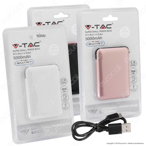 V-Tac VT-3510 Power Bank Portatile 5000 mAh 1 Uscita USB 2,1A - SKU 8864 / 8865 / 8866 / 8867 / 8868 V-Tac VT-3510 Power Bank Portatile 5000 mAh 1 Uscita USB 2,1A - SKU 8864 / 8865 / 8866 / 8867 / 8868