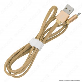 V-Tac VT-5341 Ruby Series USB Data Cable Micro USB Cavo in Corda Colore Oro 1m - SKU 8495
