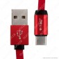 Immagine 2 - V-Tac VT-5341 Ruby Series USB Data Cable Type-C Cavo in Corda Colore Rosso 1m - SKU 8631