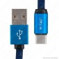 Immagine 2 - V-Tac VT-5341 Ruby Series USB Data Cable Type-C Cavo in Corda Colore Blu 1m - SKU 8630