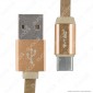 Immagine 2 - V-Tac VT-5342 Ruby Series USB Data Cable Type-C Cavo in Corda Colore Oro 1m - SKU 8499