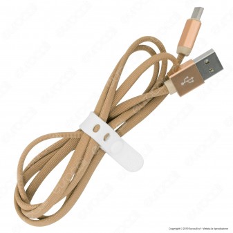 V-Tac VT-5342 Ruby Series USB Data Cable Type-C Cavo in Corda Colore Oro 1m - SKU 8499