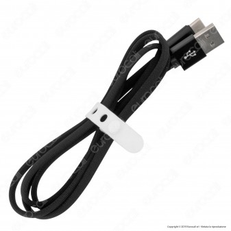 V-Tac VT-5342 Ruby Series USB Data Cable Type-C Cavo in Corda Colore Nero 1m - SKU 8498