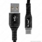 Immagine 4 - V-Tac VT-5352 Gold Series USB Data Cable Type-C Cavo in Corda Colore Nero 1m - SKU 8632