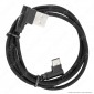 Immagine 3 - V-Tac VT-5362 Diamond Series USB Data Cable Type-C Cavo in Corda Colore Nero con Connettori a L 1m - SKU 8638