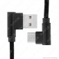 Immagine 4 - V-Tac VT-5362 Diamond Series USB Data Cable Type-C Cavo in Corda Colore Nero con Connettori a L 1m - SKU 8638