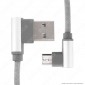 Immagine 4 - V-Tac VT-5362 Diamond Series USB Data Cable Type-C Cavo in Corda Colore Grigio con Connettori a L 1m - SKU 8639