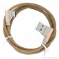 Immagine 3 - V-Tac VT-5362 Diamond Series USB Data Cable Type-C Cavo in Corda Colore Oro con Connettori a L 1m - SKU 8640