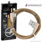 Immagine 1 - V-Tac VT-5362 Diamond Series USB Data Cable Type-C Cavo in Corda Colore Oro con Connettori a L 1m - SKU 8640