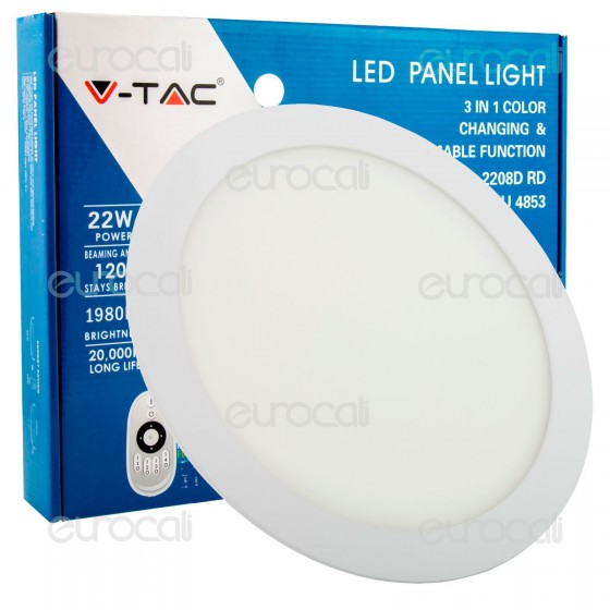 V-Tac VT-2208D Pannello LED Rotondo 22W SMD5630 da Incasso Change