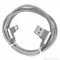 Immagine 2 - V-Tac VT-5361 Diamond Series USB Data Cable Micro USB Cavo in Corda Colore Grigio con Connettori a L 1m - SKU 8636