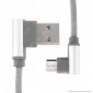 Immagine 4 - V-Tac VT-5361 Diamond Series USB Data Cable Micro USB Cavo in Corda Colore Grigio con Connettori a L 1m - SKU 8636