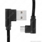 Immagine 2 - V-Tac VT-5361 Diamond Series USB Data Cable Micro USB Cavo in Corda Colore Nero con Connettori a L 1m - SKU 8635