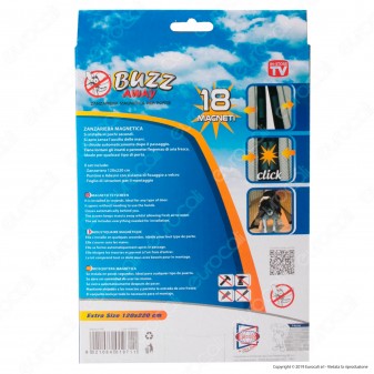 Kit 2 Buzz Away Intergross Zanzariera Magnetica con Chiusura Automatica Colore Nero
