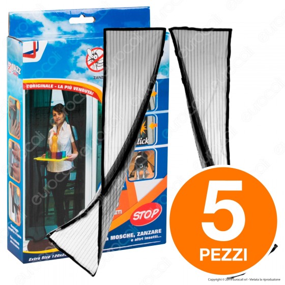 Kit 5 Buzz Away Intergross Zanzariera Magnetica con Chiusura Automatica Colore Nero Kit 5 Buzz Away Intergross Zanzariera Magnetica con Chiusura Automatica Colore Nero