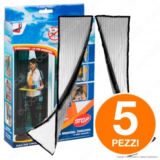 Kit 5 Buzz Away Intergross Zanzariera Magnetica con Chiusura Automatica Colore Nero