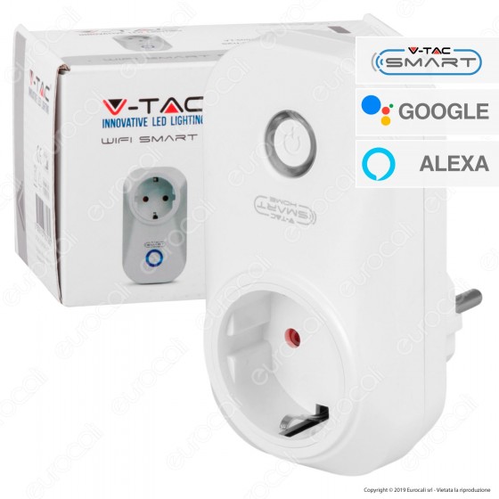 V-Tac Smart VT-5001 Presa 10A Schuko Wi-Fi con Spina Schuko - SKU 8415 V-Tac Smart VT-5001 Presa 10A Schuko Wi-Fi con Spina Schuko - SKU 8415