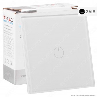 V-Tac VT-5121 Interruttore Touch Colore Bianco con 1 Tasto a 2 Vie - SKU 8360