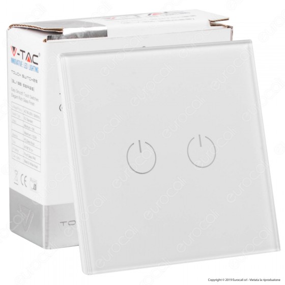 V-Tac VT-5112 Interruttore Touch Colore Biancoo con 2 Tasti - SKU 8357 V-Tac VT-5112 Interruttore Touch Colore Biancoo con 2 Tasti - SKU 8357