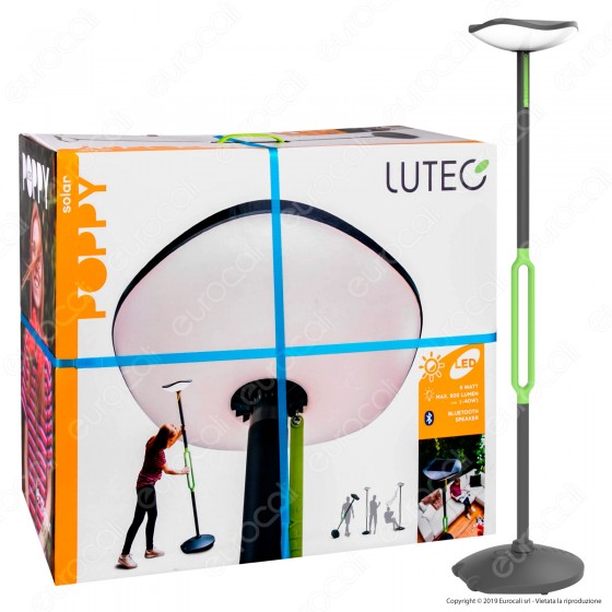 Lutec Lampada LED da Terra 8W con Pannello Solare e Speaker Bluetooth - mod. Poppy Lutec Lampada LED da Terra 8W con Pannello Solare e Speaker Bluetooth - mod. Poppy