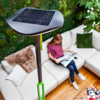 Lutec Lampada LED da Terra 8W con Pannello Solare e Speaker Bluetooth - mod. Poppy