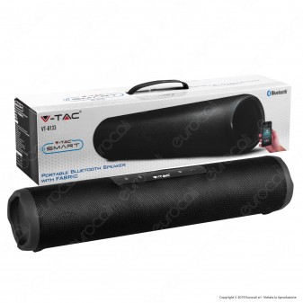 V-Tac VT-6133 Speaker Bluetooth Portatile 2x3W con Rivestimento in Stoffa e Microfono Ingresso MicroSD AUX - SKU 7726